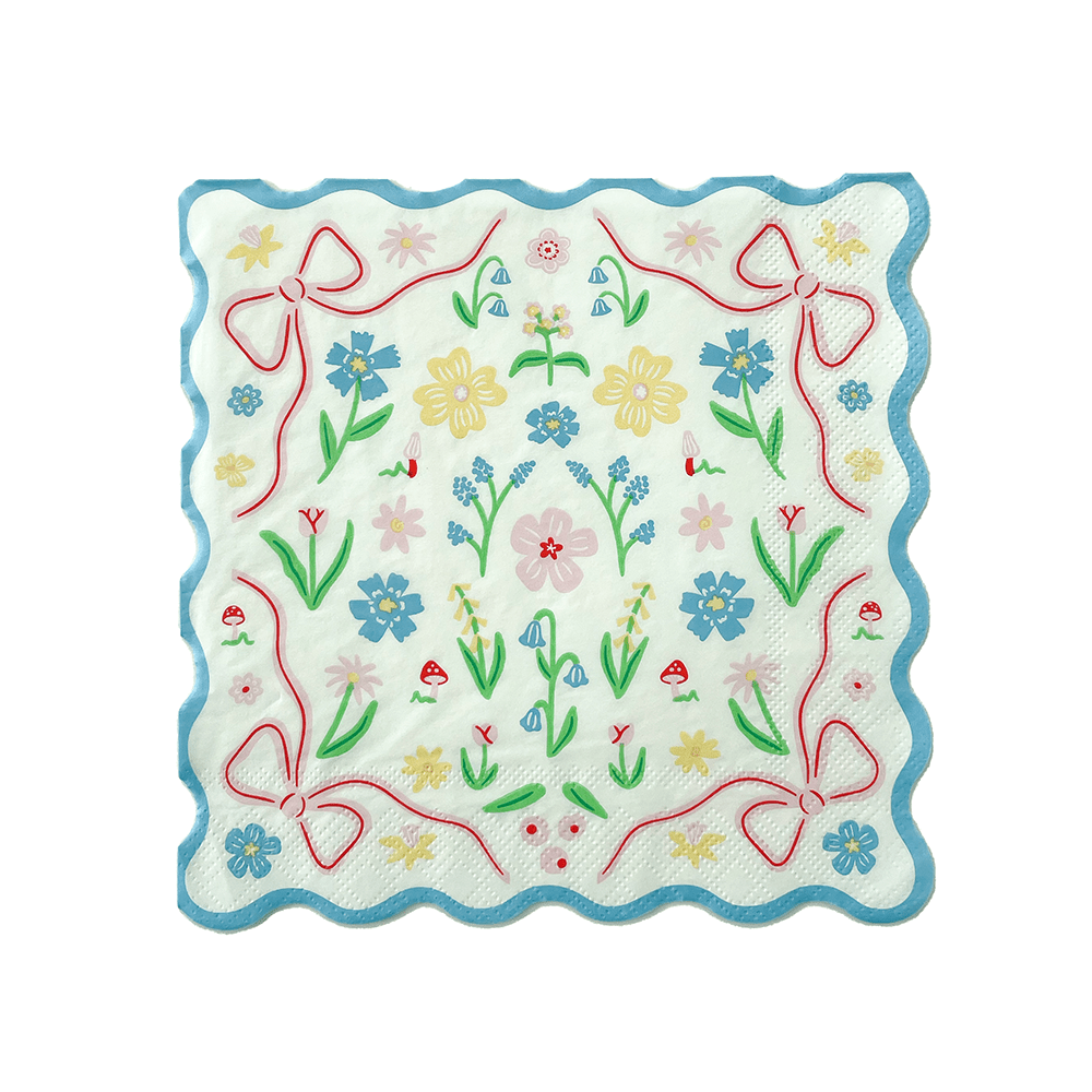 Bunnies In The Garden Blue Floral Large Napkins, Daydream Society