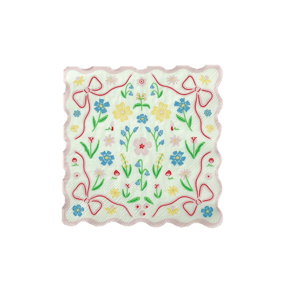 Bunnies In The Garden Pink Floral Petite Napkins, Daydream Society