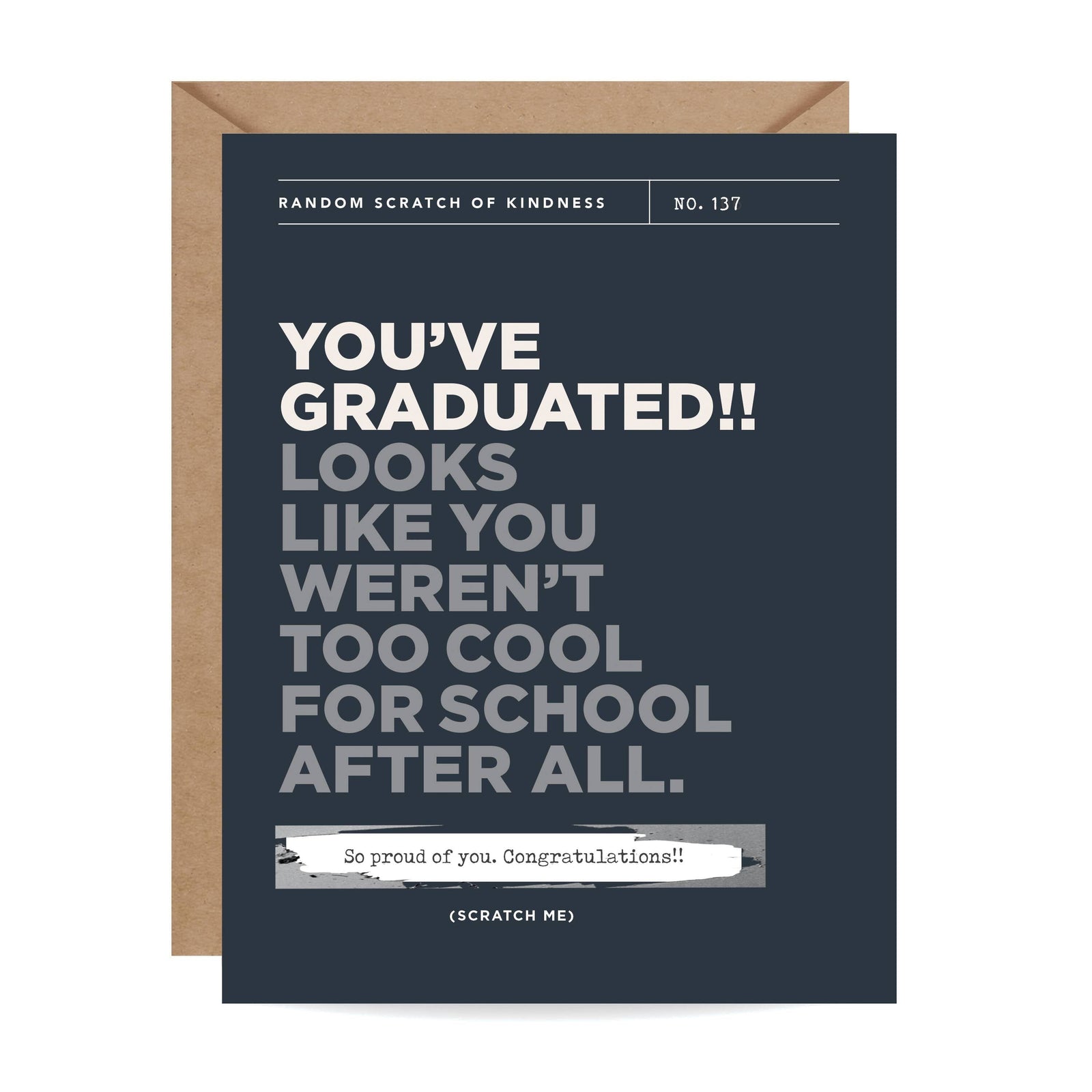 Scratch-off Too Cool for School - Graduation Card, Shopsweetluluss