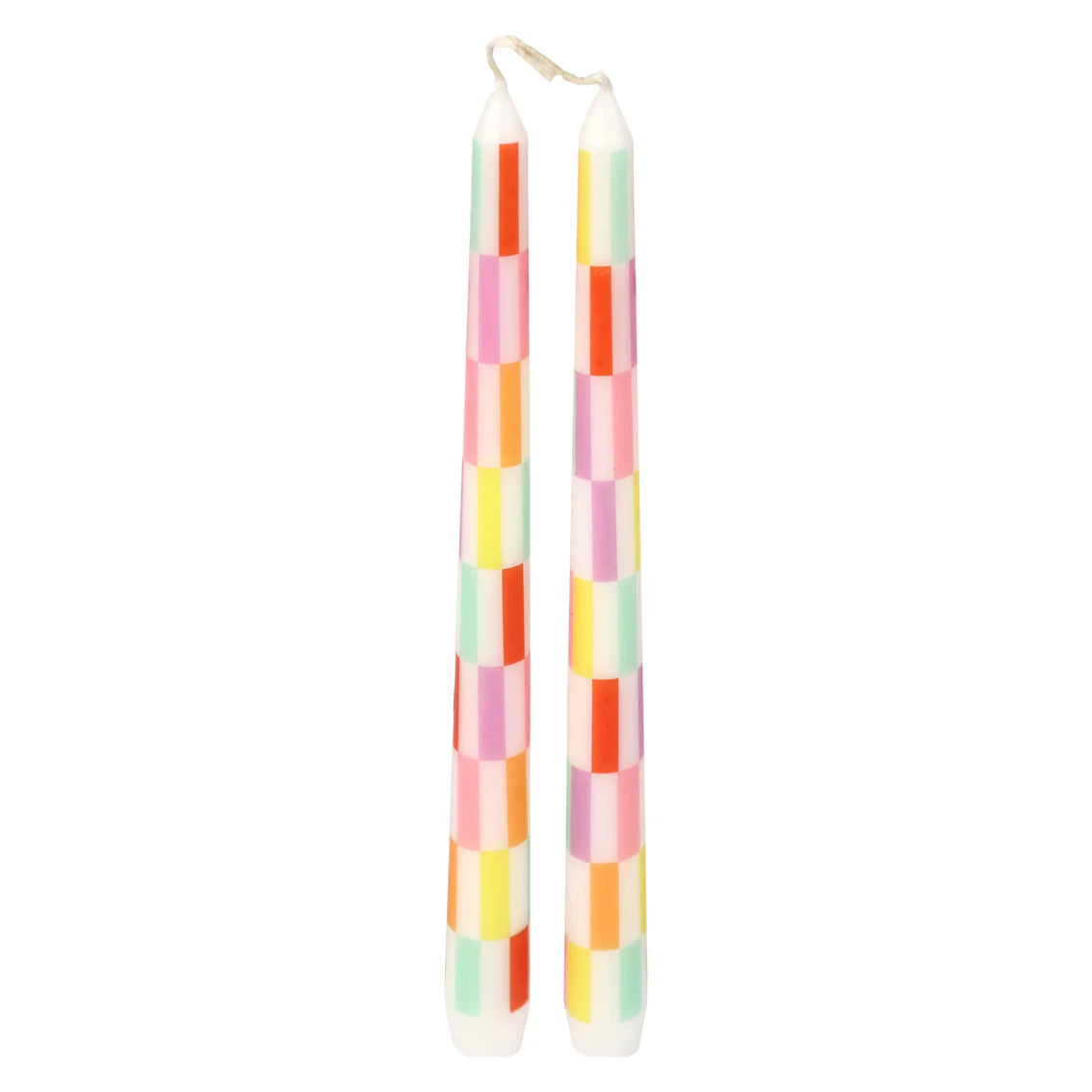 Checkered Taper Dinner Candle Set