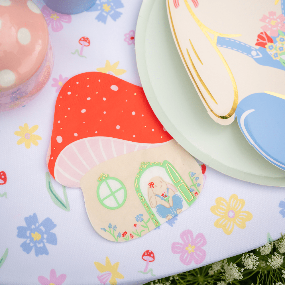 Bunnies In The Garden Mushroom House Large Napkins, Daydream Society