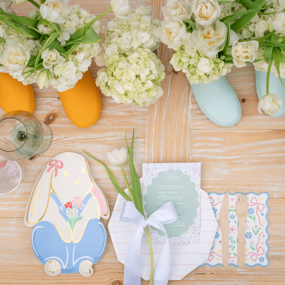 Bunnies In The Garden Blue Floral Large Napkins, Daydream Society