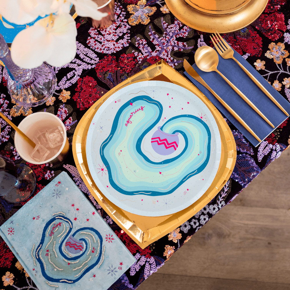 Zodiac Aquarius Dinner Plates, Jollity & Co