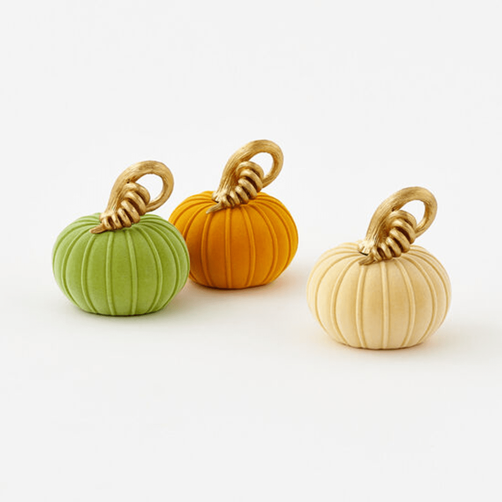 Flocked Gold Stem Pumpkin - 3 Style Options, Shopsweetluluss