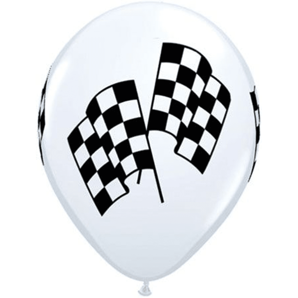 11" Latex Balloon, Racing Flags White, Shopsweetluluss