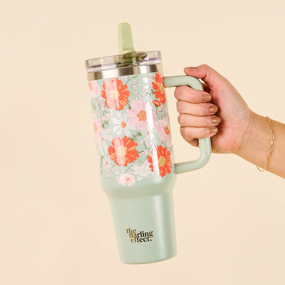 40oz Lifestyle Flip Straw Tumbler - Bouquet Beauty Sage, Shopsweetluluss