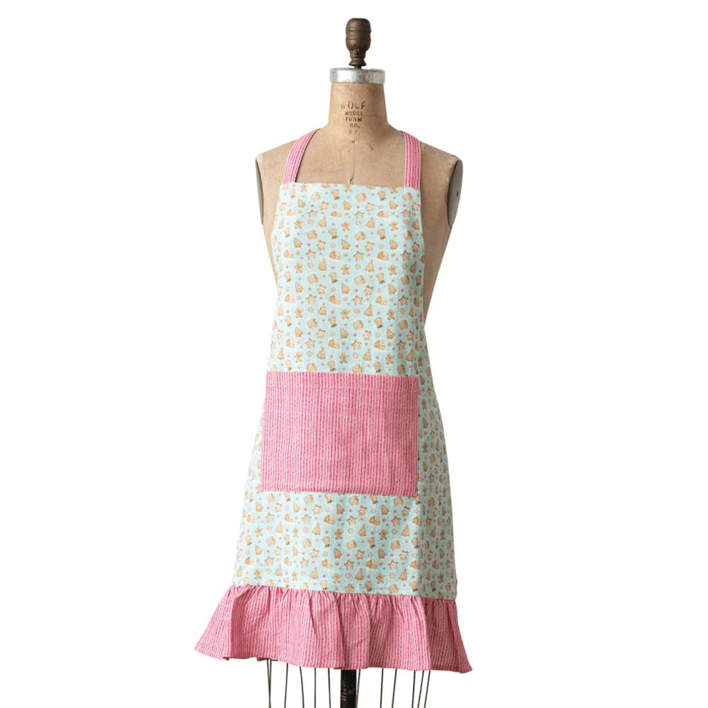 Adult's Cotton Printed Apron - Ruffle & Cookie Pattern, Shopsweetluluss