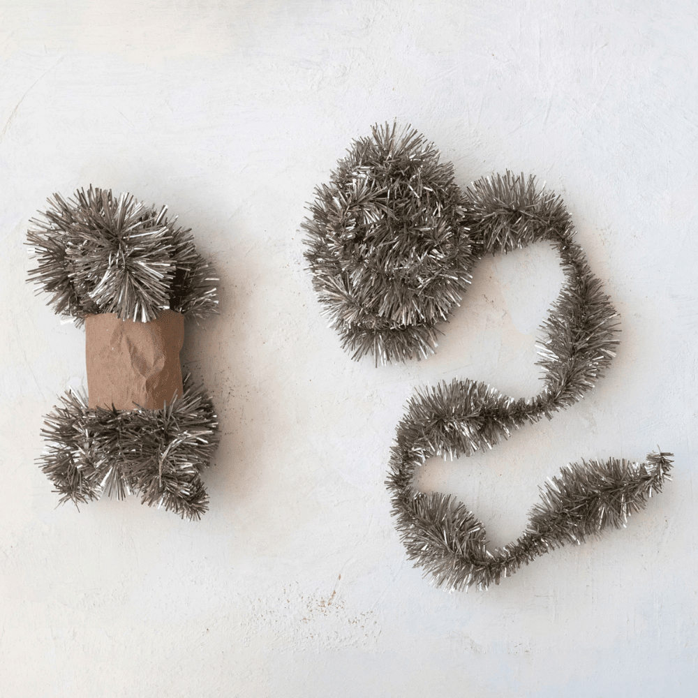 Tinsel Garland - Antique Silver Finish, Shopsweetluluss