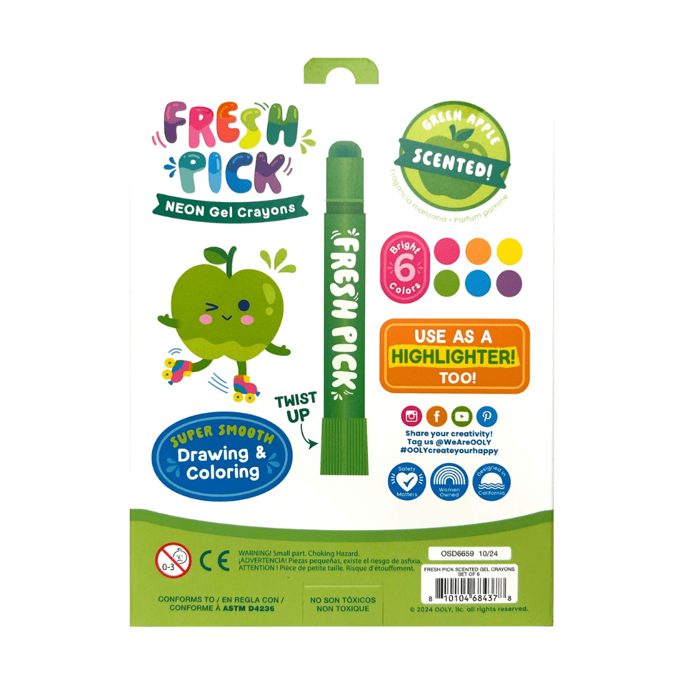 Fresh Pick Apple Scented Gel Crayons - Set of 6, Shopsweetluluss