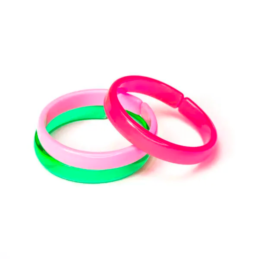Bangle Set - Clear Green, Neon Pink, Light Pink - Shopsweetluluss