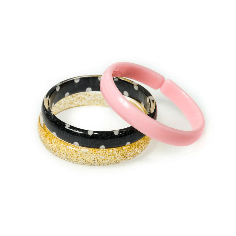 Bangle Set - Light Pink, Black & White, Glitter Gold - Shopsweetluluss