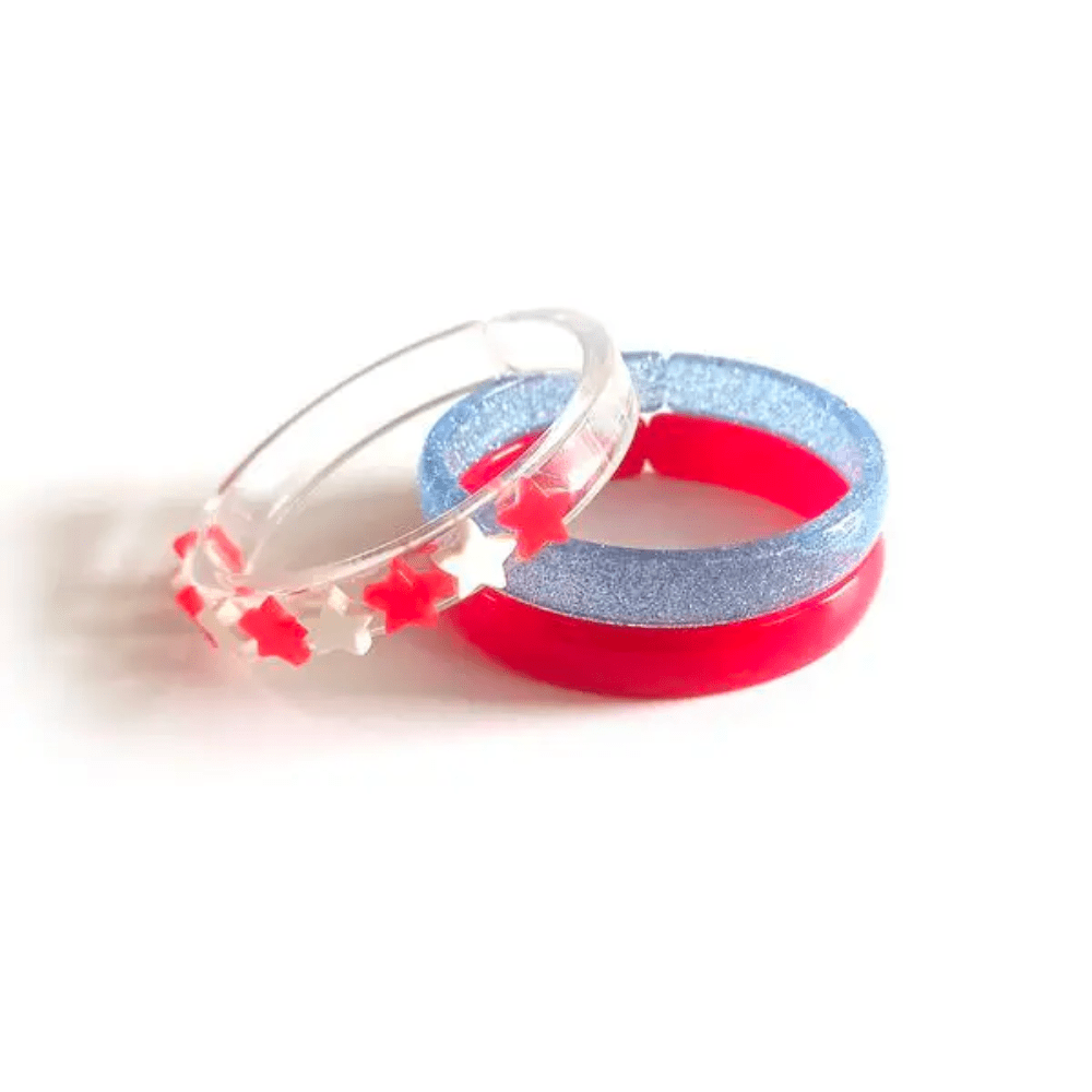 Bangle Set - Red & White Stars, Red, Glitter Blue - Shopsweetluluss