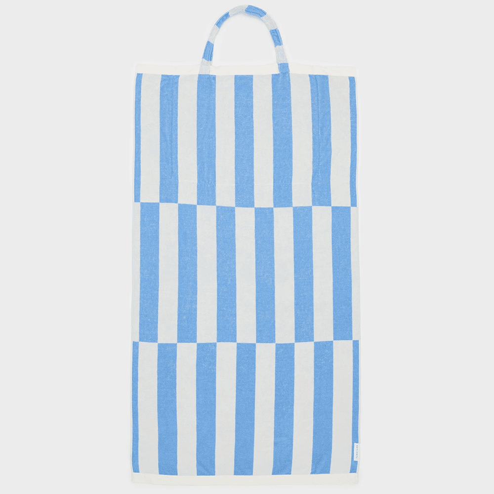 Beach Towel 2-in-1 Tote Bag - Le Weekend Mid Blue Cream, Shopsweetluluss