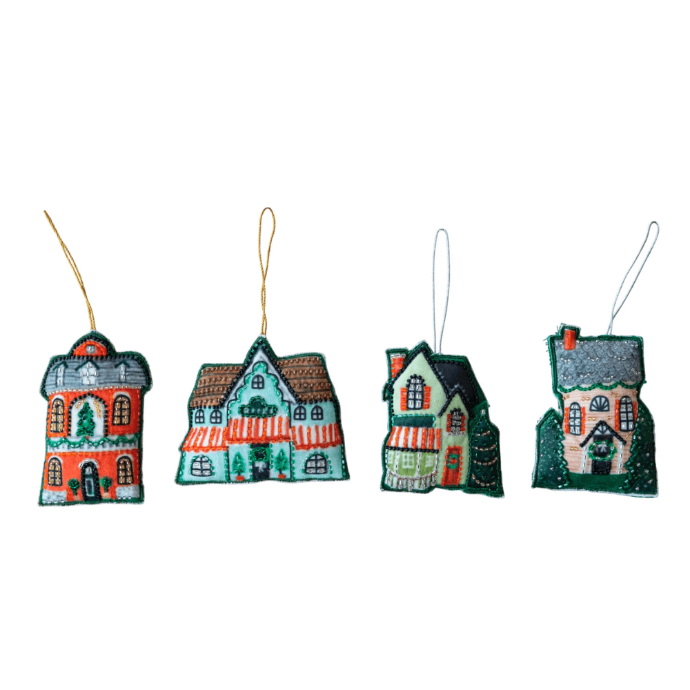 Beaded Cotton House Ornament, Shopsweetluluss