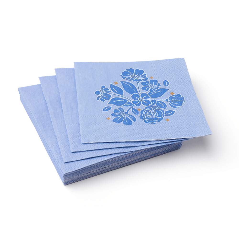 Belle Blue Elegant Floral Cocktail Napkins, Shopsweetluluss