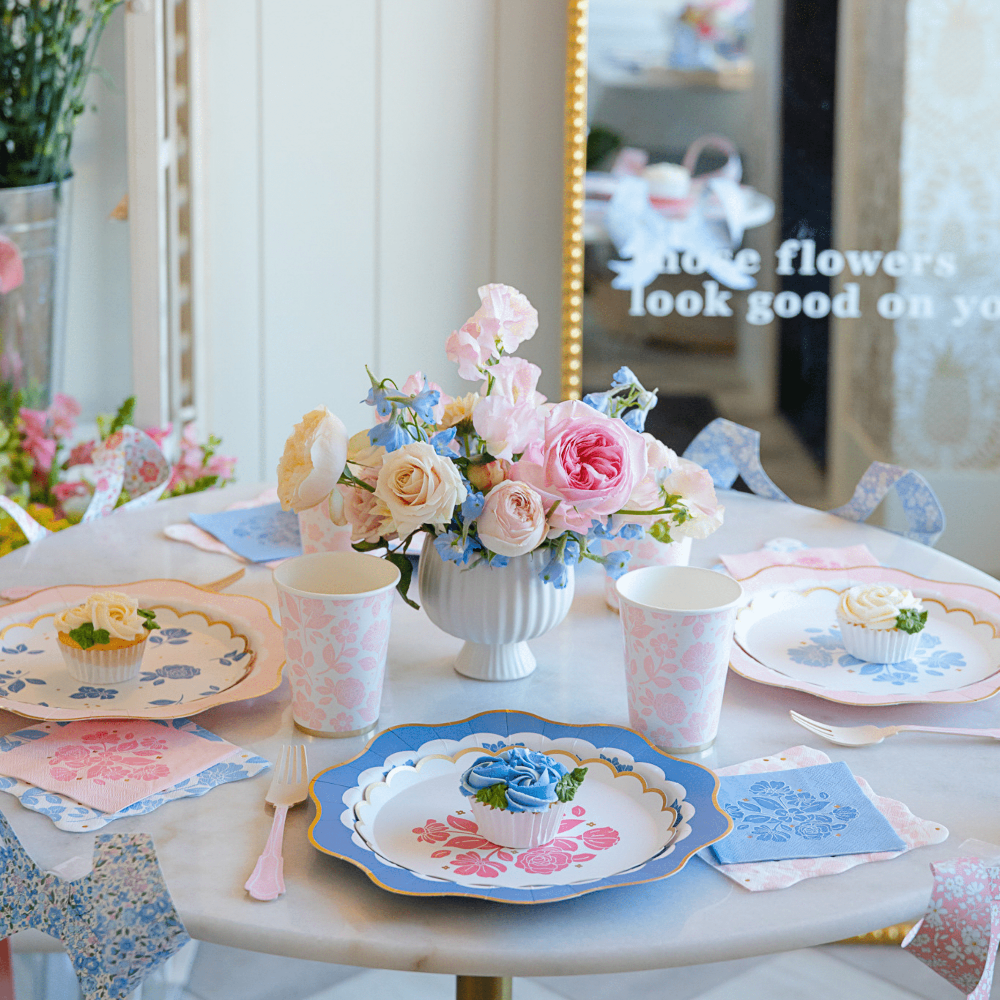 Belle Blue Elegant Floral Cocktail Napkins, Shopsweetluluss