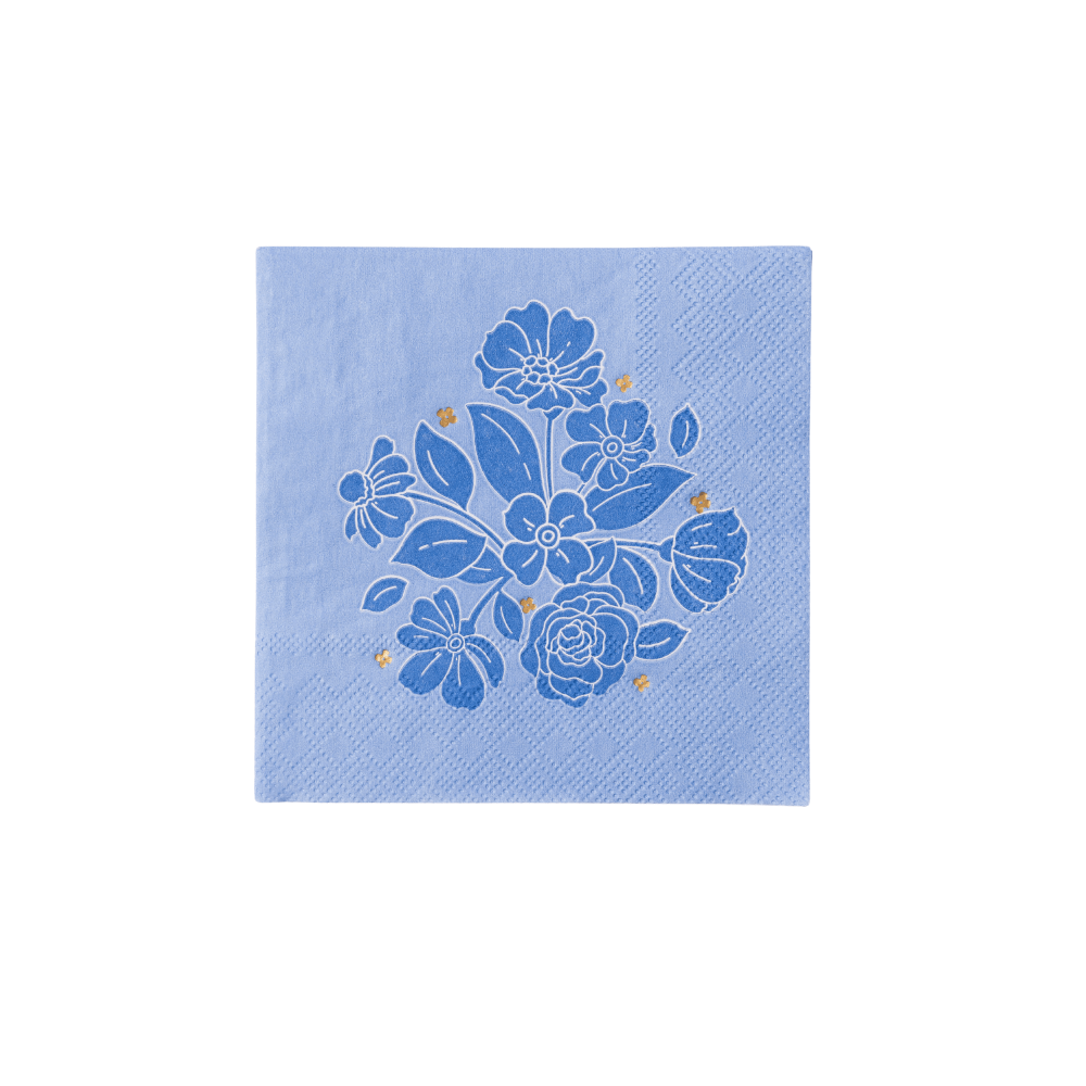 Belle Blue Elegant Floral Cocktail Napkins, Shopsweetluluss