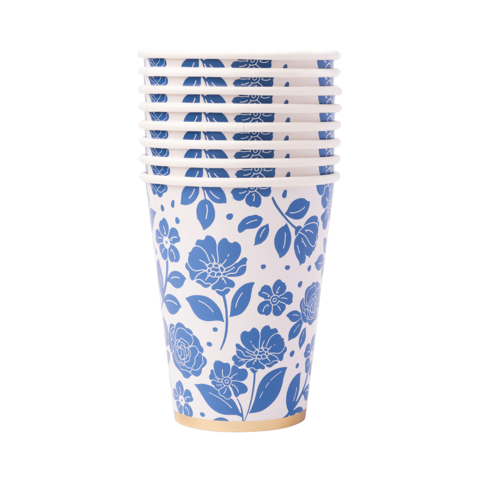 Belle Blue Elegant Floral Cups, Shopsweetluluss