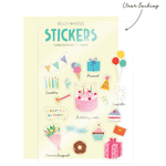 Birthday Party Clear Stickers, Shopsweetluluss