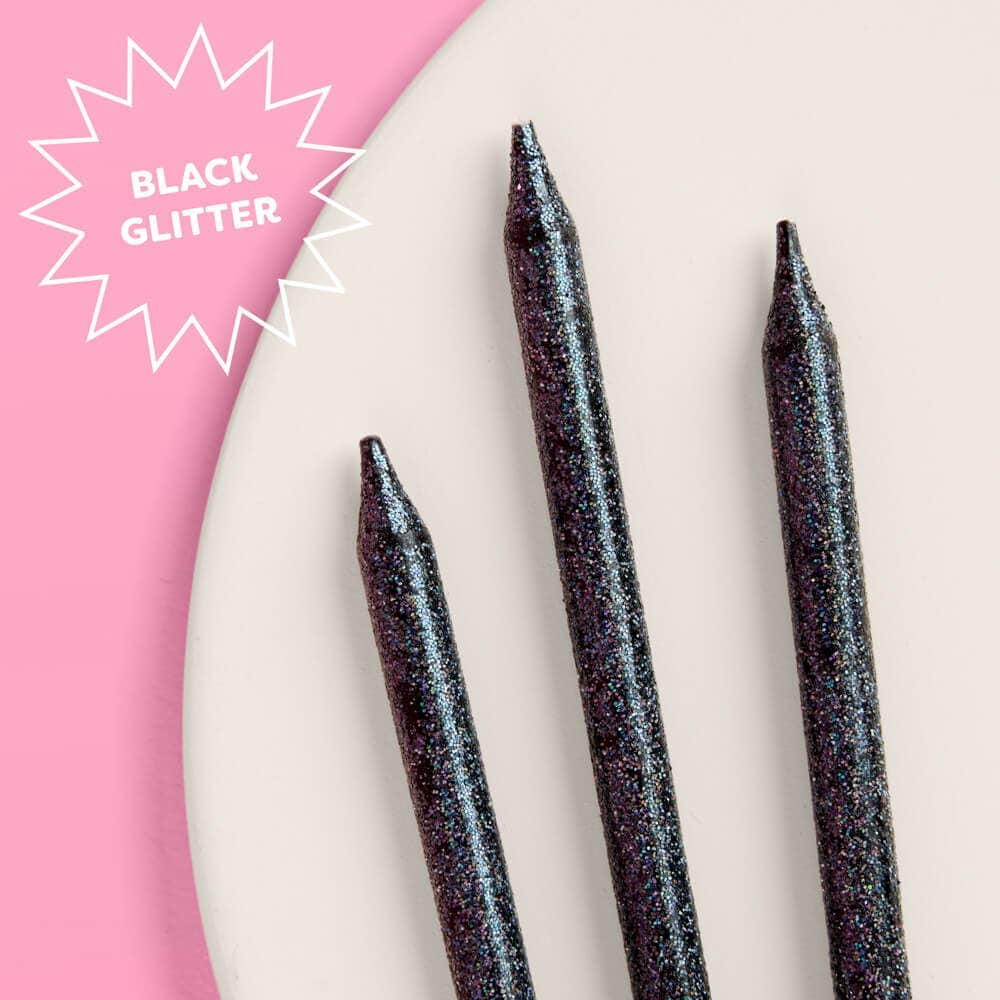 Black Glitter Candles - 10pk, Shopsweetluluss