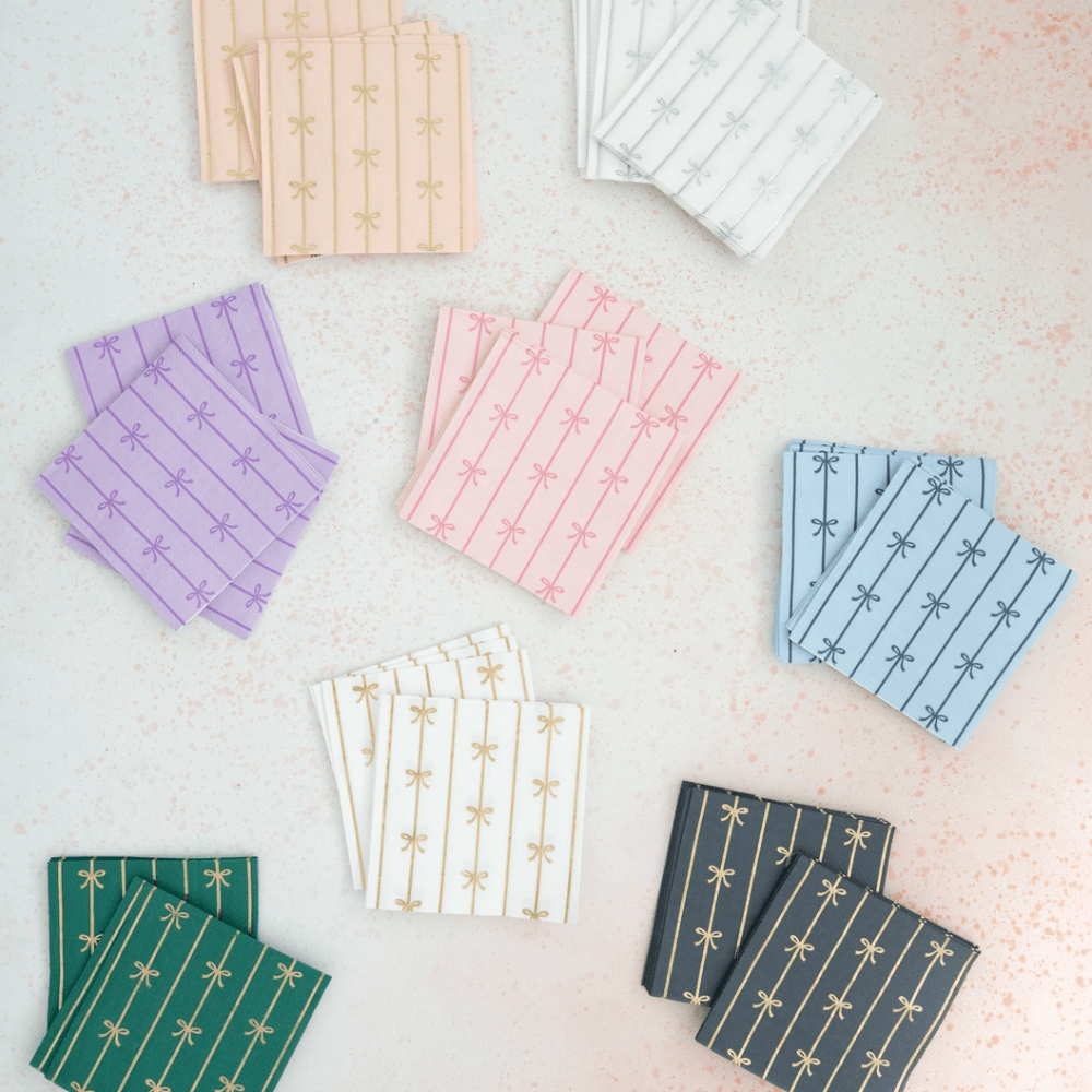 Sky Blue Signature Bow Small Napkins, Shopsweetluluss