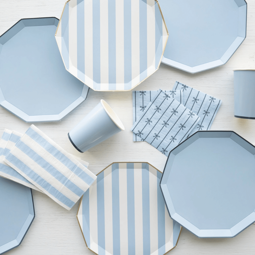 Sky Blue Signature Bow Small Napkins, Shopsweetluluss