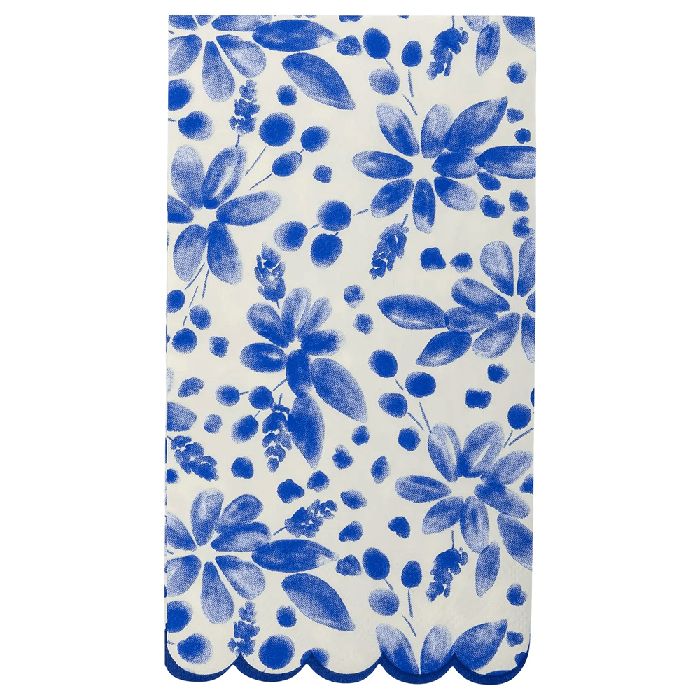 Blue Scallop Floral Guest Napkins, Shopsweetluluss