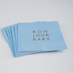 "Bonjour Baby" Sky Blue Cocktail Napkins, Shopsweetluluss