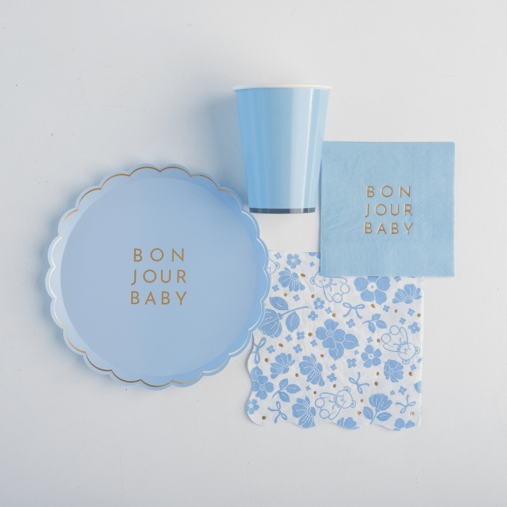 "Bonjour Baby" Sky Blue Small Plates, Shopsweetluluss