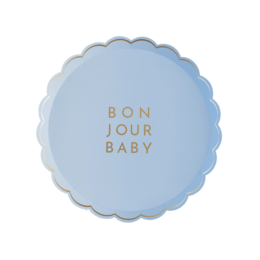 "Bonjour Baby" Sky Blue Small Plates, Shopsweetluluss