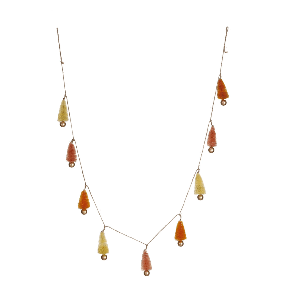 Sisal Bottle Brush Tree Garland w/ Gold Balls & Jute Cord, Shopsweetluluss