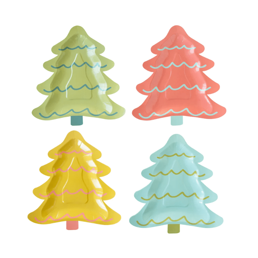 Bright Holiday Trees Shaped Plates, Shopsweetluluss
