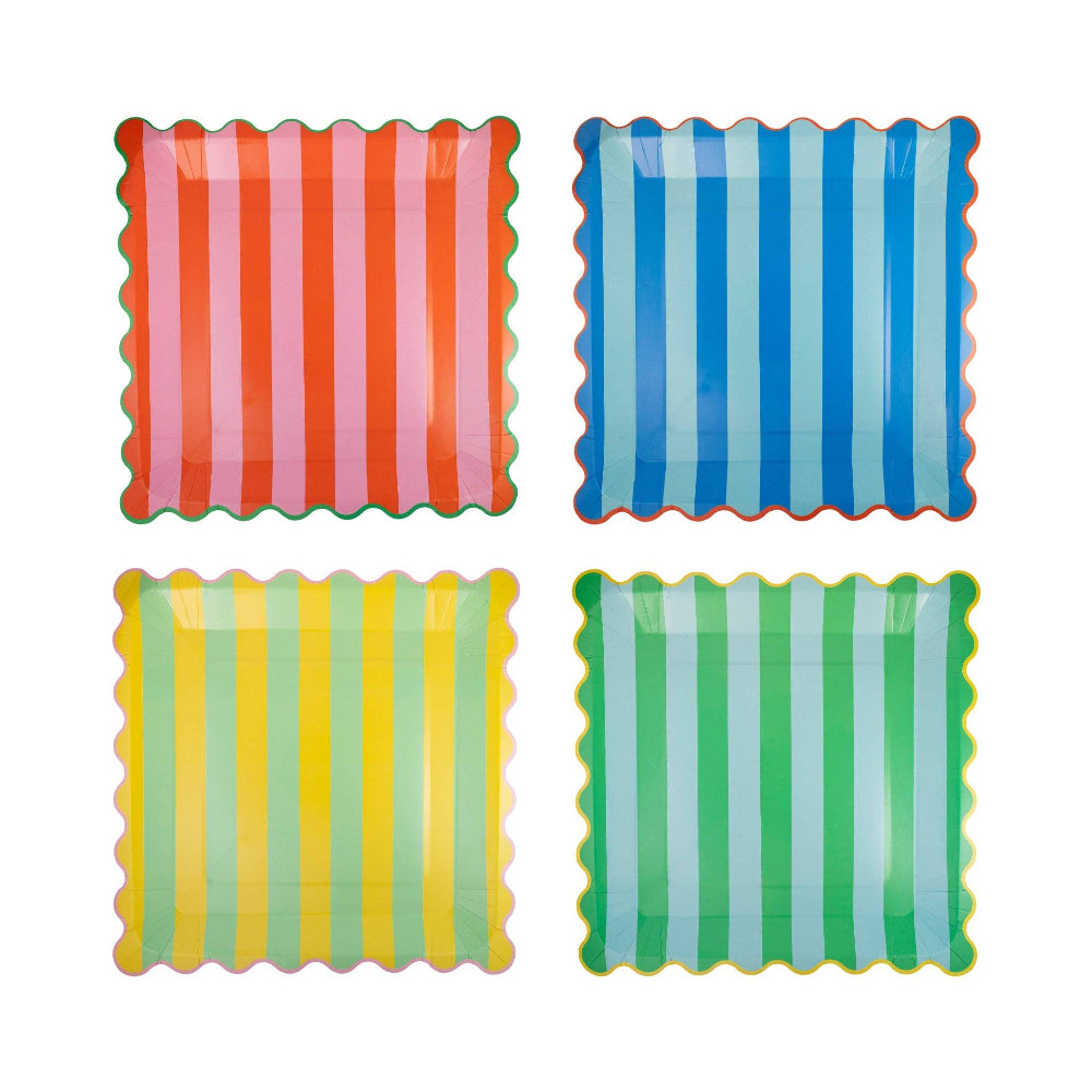Bright Stripes Scalloped Edge Plates, Shopsweetluluss