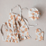 Children's Apron, Hat + Oven Mitt Set, Gingerbread Print - Shopsweetluluss