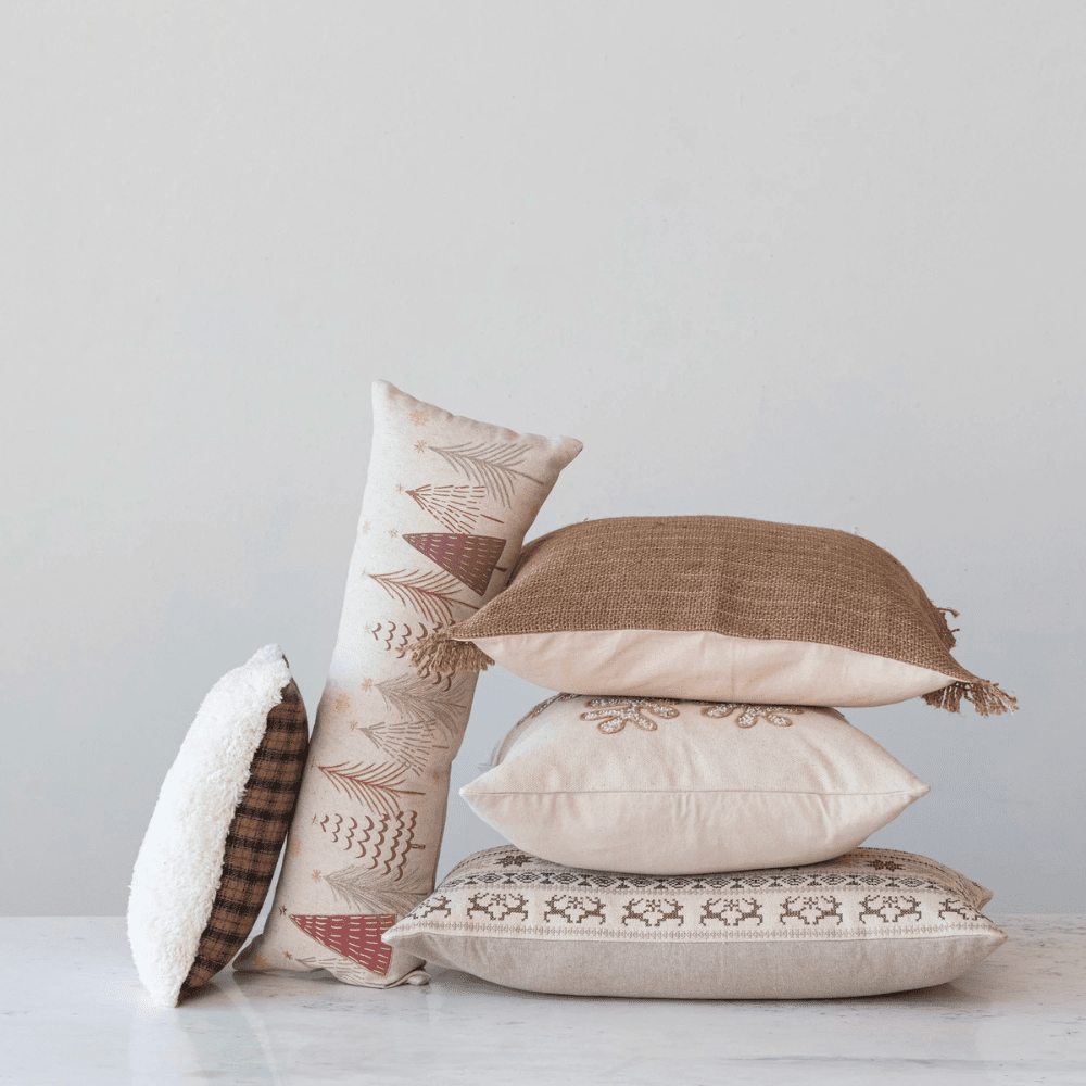 Christmas Trees Cotton Embroidered Pillow, Shopsweetluluss