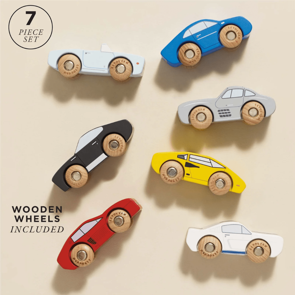 Classic Wooden Sports Cars - Set of 7, Shopsweetluluss