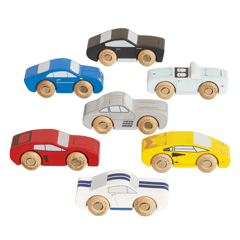 Classic Wooden Sports Cars - Set of 7, Shopsweetluluss