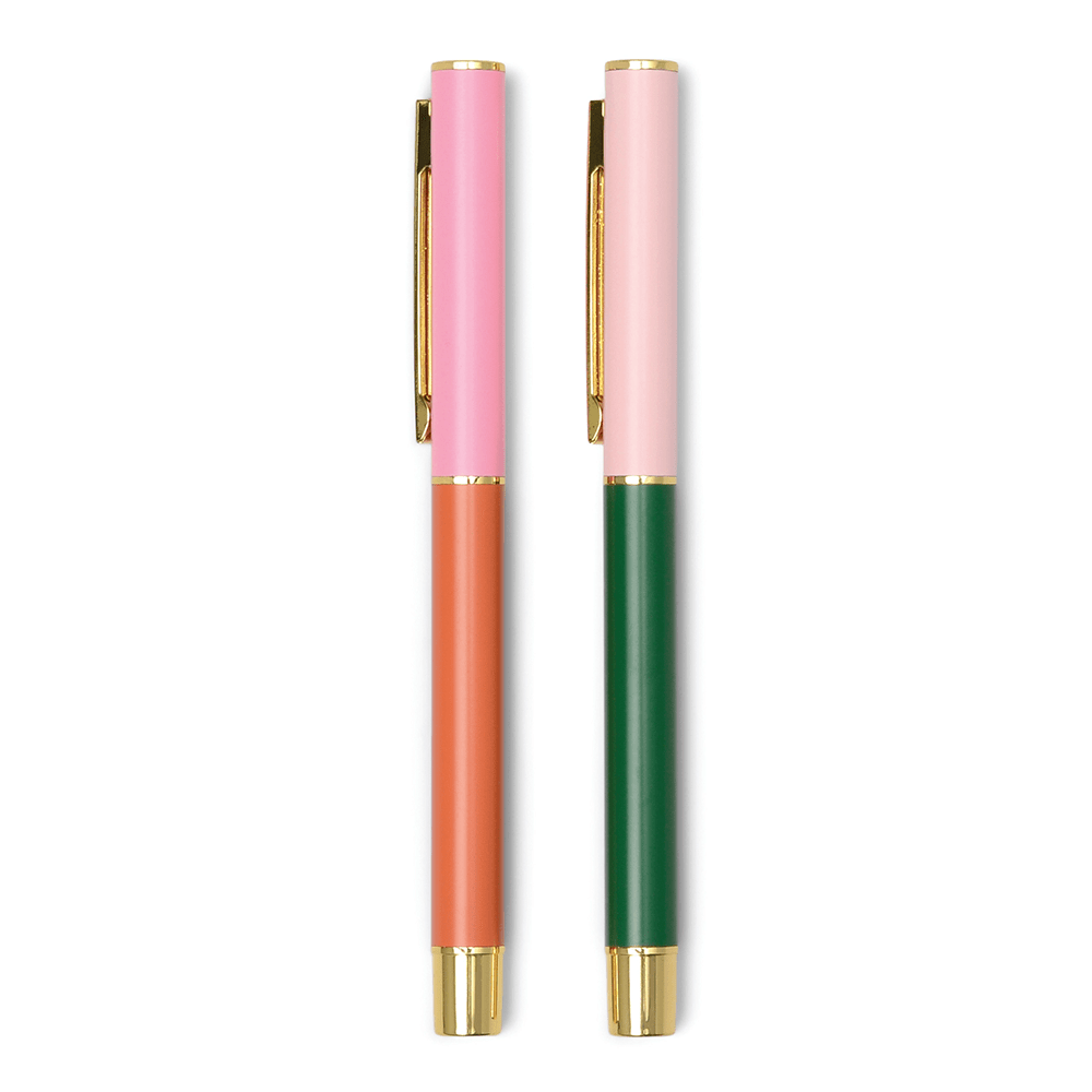Color Block Pen Set - Red Orange & Emerald, Shopsweetluluss