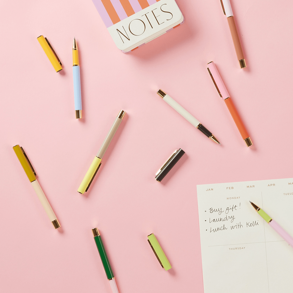 Color Block Pen Set - Red Orange & Emerald, Shopsweetluluss