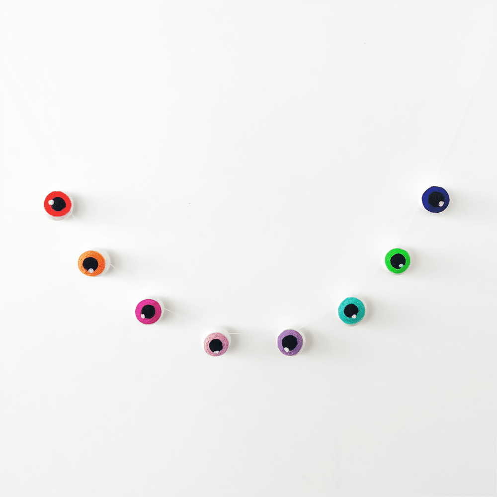 Colorful Eyeball Wool Felt Garland, Shopsweetluluss