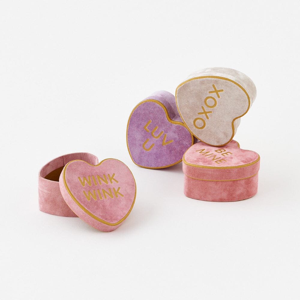 Conversation Hearts Flocked Gift Box - 4 Style Options, Shopsweetluluss