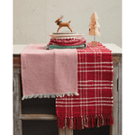 Cotton Chindi Table Runner w/ Fringe - Red & White Plaid, Shopsweetluluss