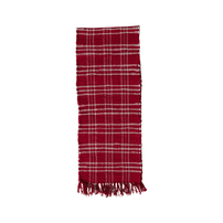 Cotton Chindi Table Runner w/ Fringe - Red & White Plaid, Shopsweetluluss