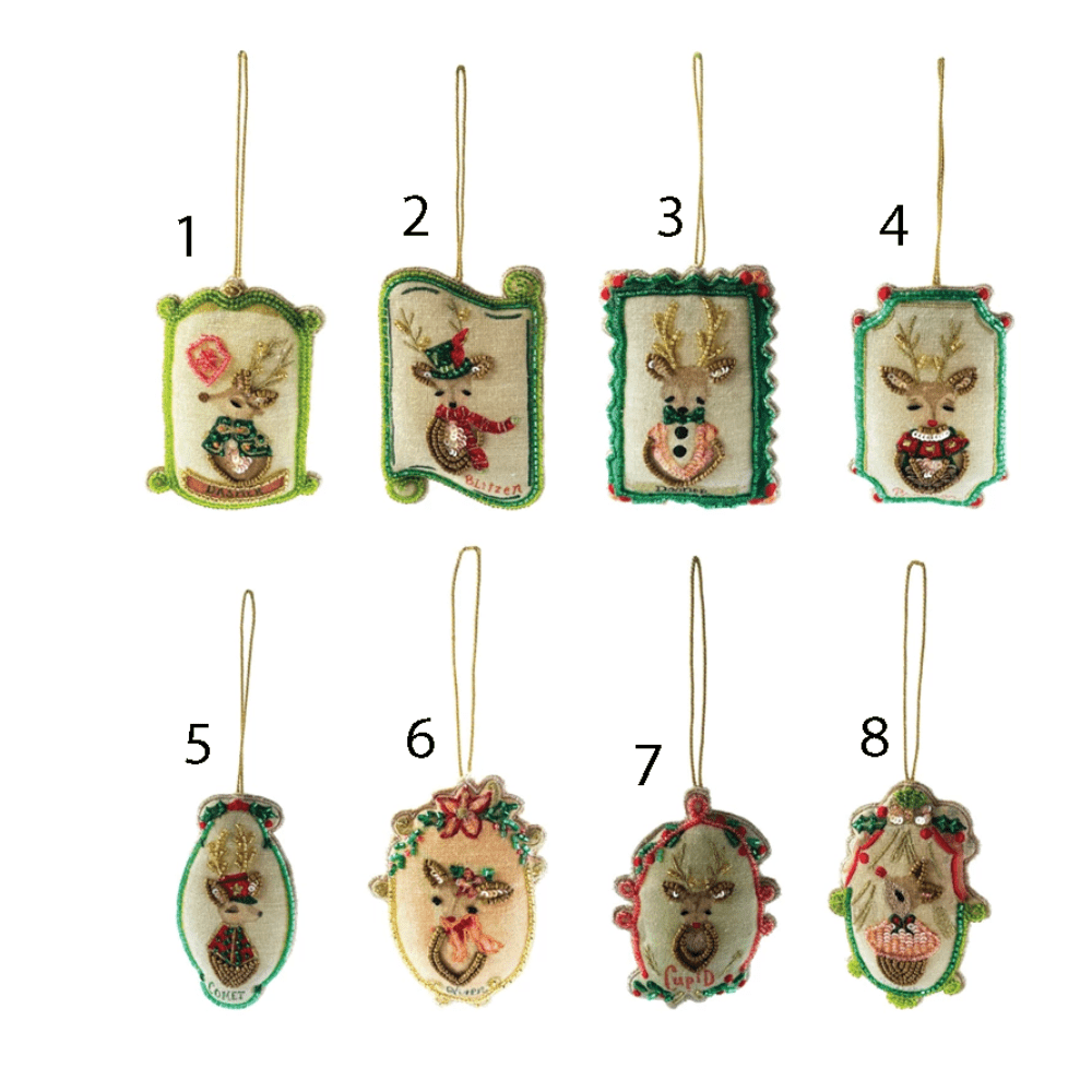 Cotton Santa's Reindeer Ornament - 8 Style Options, Shopsweetluluss