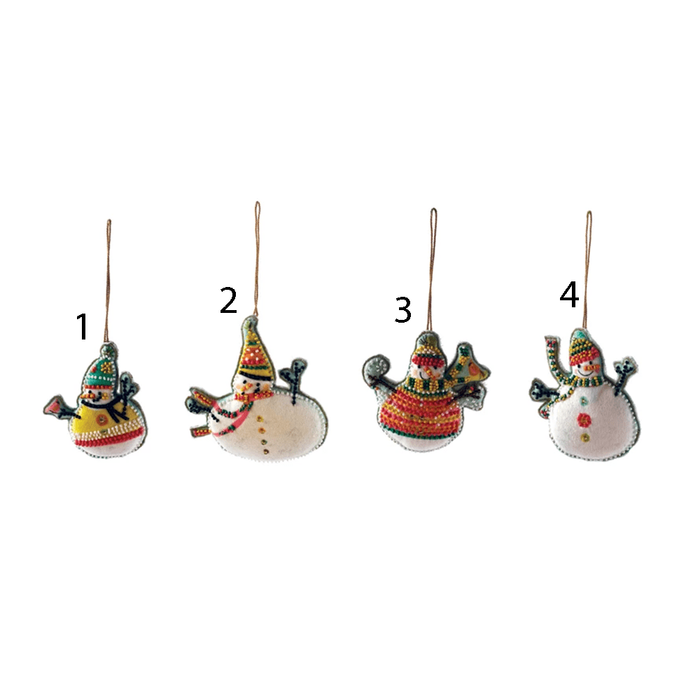 Cotton Velvet Snowman Ornament - 4 Style Options, Shopsweetluluss