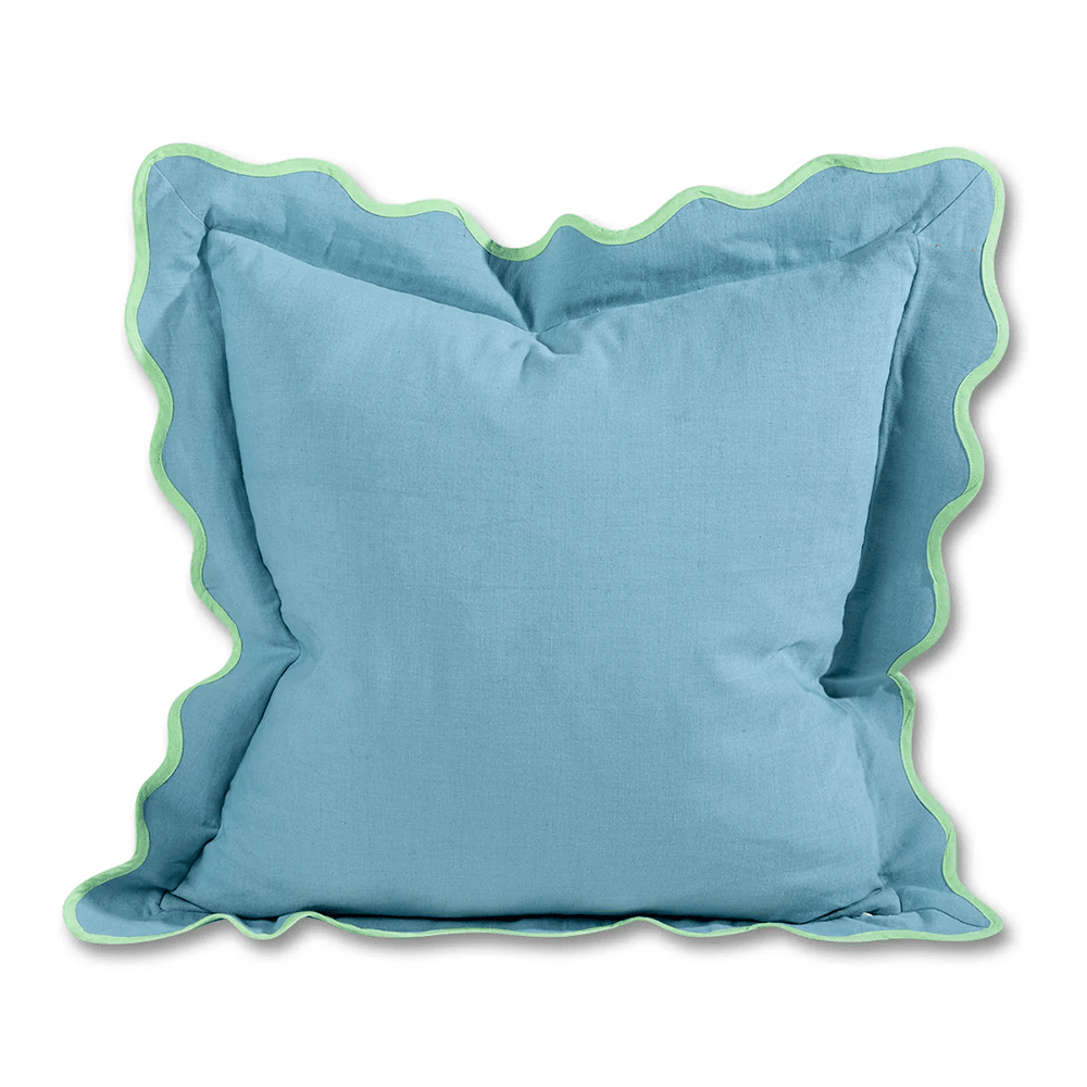 Darcy Linen Pillow - Aqua + Mint, Shopsweetluluss
