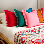 Darcy Linen Pillow - Light Pink & Cherry, Shopsweetluluss