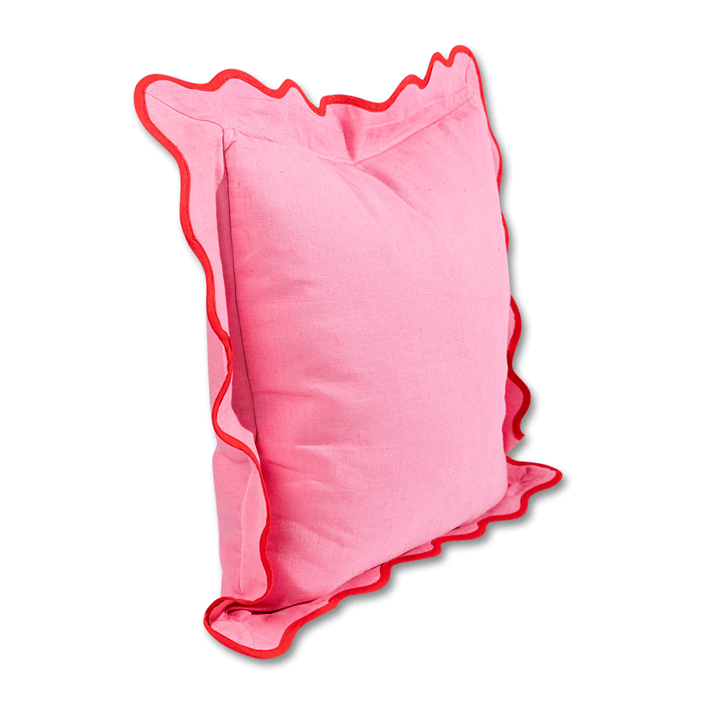 Darcy Linen Pillow - Light Pink & Cherry, Shopsweetluluss