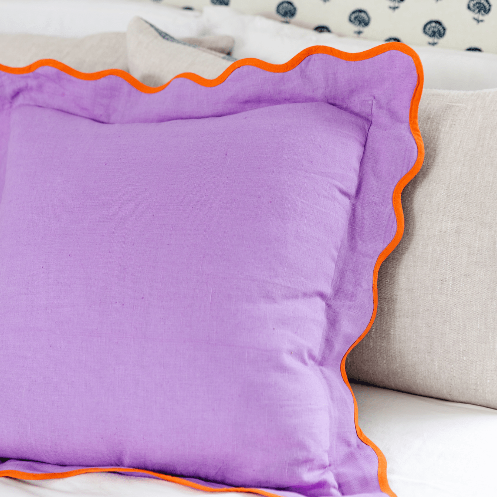 Darcy Linen Pillow - Lilac + Orange, Shopsweetluluss