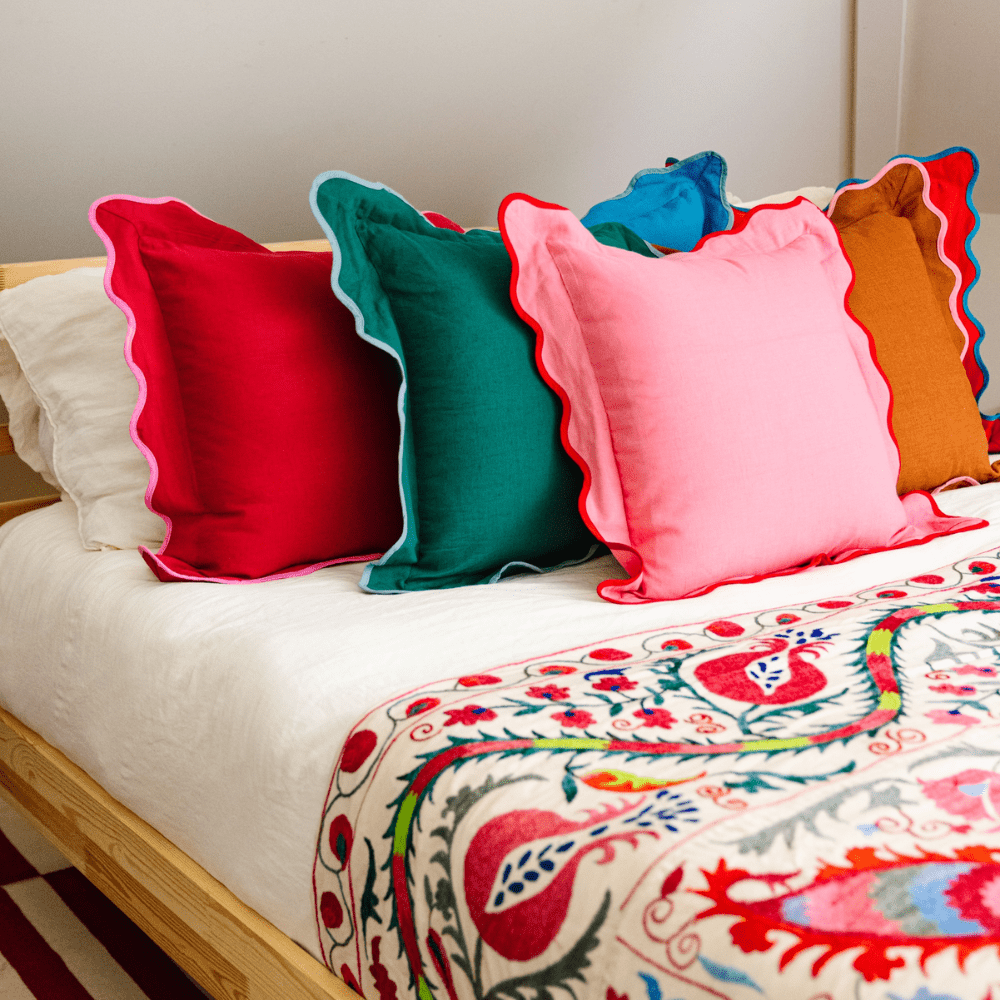 Darcy Linen Pillow - Lilac + Orange, Shopsweetluluss